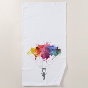 Skydiver, Parachute. Skydiving Sport. Parachuting Beach Towel