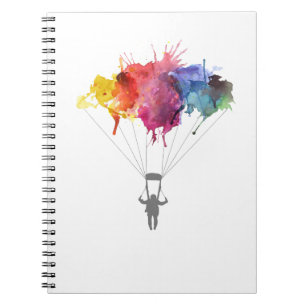 Skydiver, Parachute. Skydiving Sport. Parachuting Spiral Notebook
