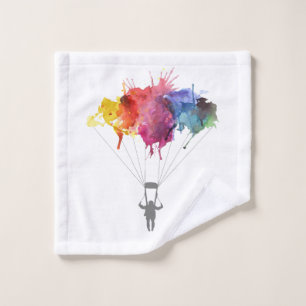 Skydiver, Parachute. Skydiving Sport. Parachuting Wash Cloth