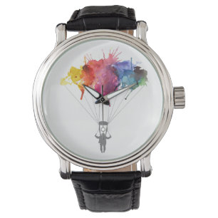 Skydiver, Parachute. Skydiving Sport. Parachuting Watch