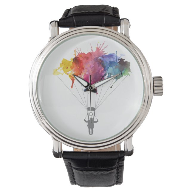 Skydiver, Parachute. Skydiving Sport. Parachuting Watch (Front)