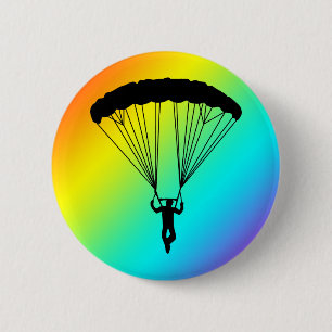 skydiver silhouette 6 cm round badge
