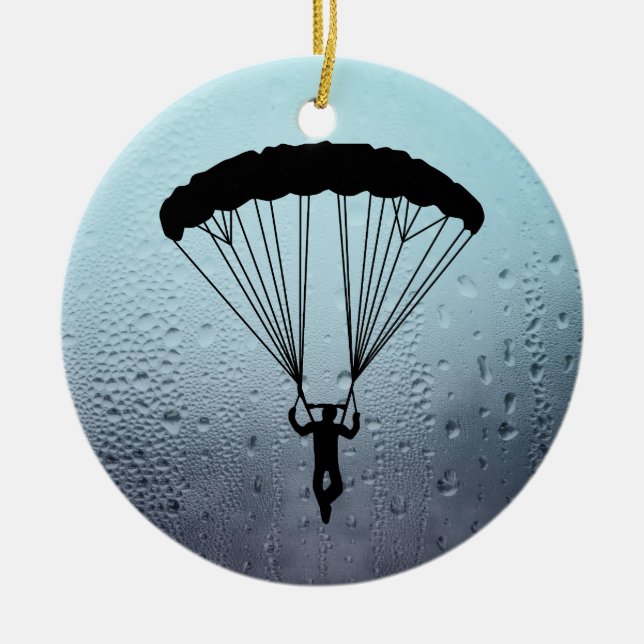skydiver silhouette ceramic tree decoration (Front)