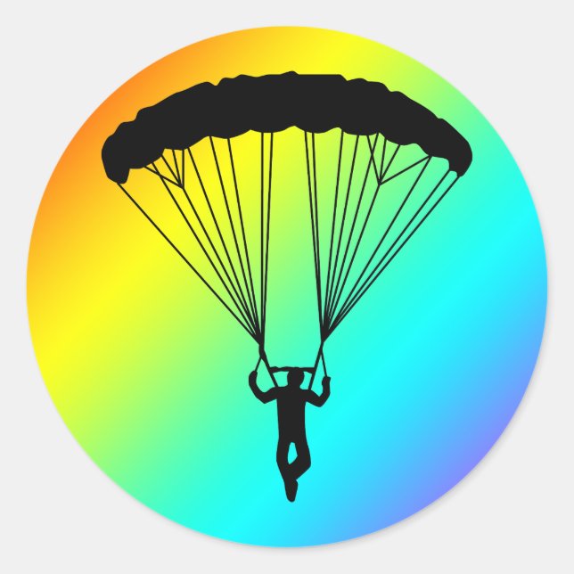 skydiver silhouette classic round sticker (Front)