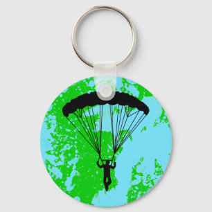 skydiver silhouette key ring