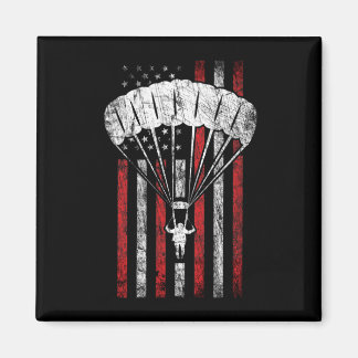 Skydiver Silhouette - Skydiving American Flag - Sk Magnet