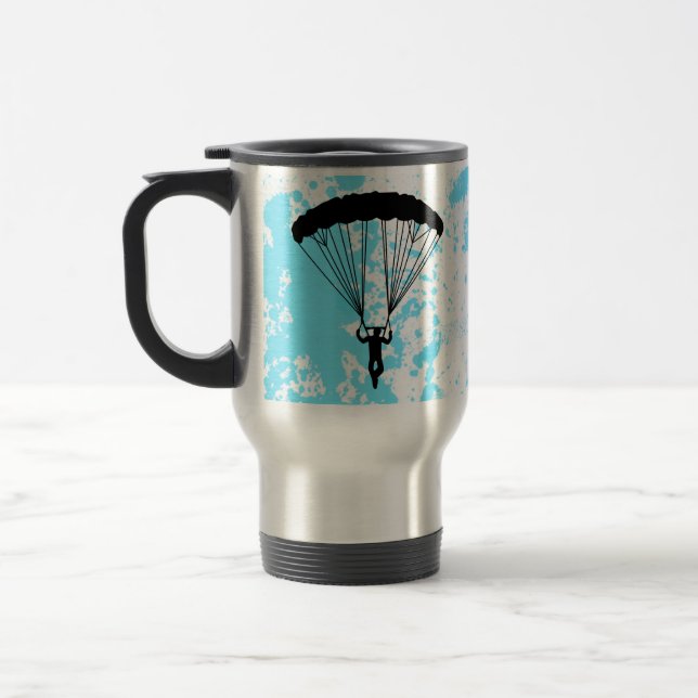 skydiver silhouette travel mug (Left)