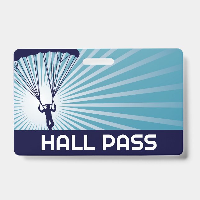 Skydiver Teacher Hall Pass  ID Badge (Front)
