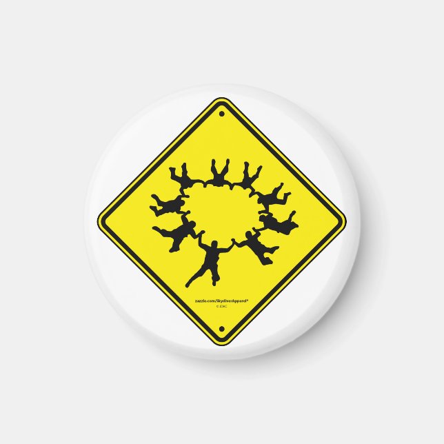 Skydivers Caution Sign Magnet (Front)