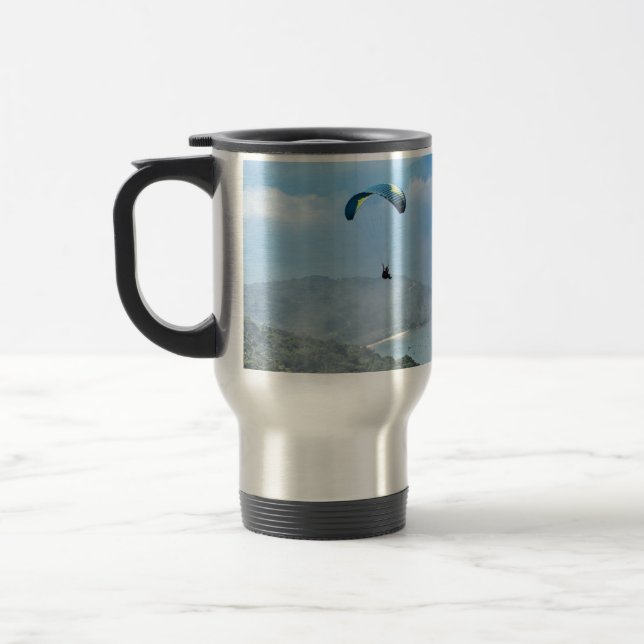 Skydiving Above the Clouds personalise Travel Mug (Left)