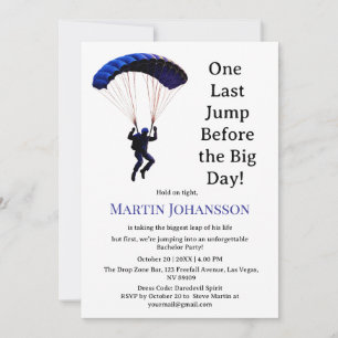 Skydiving Bachelor Party Funny Adventure Theme Invitation
