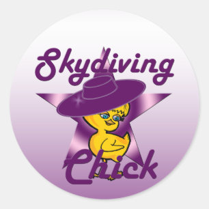 Skydiving Chick #9 Classic Round Sticker