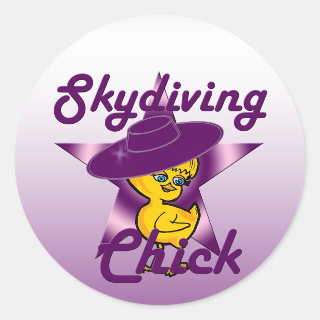 Skydiving Chick #9 Classic Round Sticker (Front)
