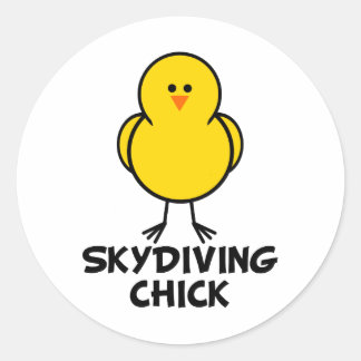 Skydiving Chick Classic Round Sticker