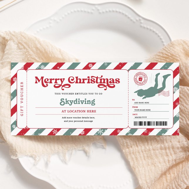 Skydiving Christmas Gift Certificate Ticket Invitation (Creator Uploaded)