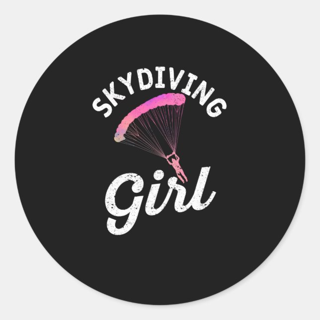 Skydiving girl Sky Diver girl Classic Round Sticker (Front)