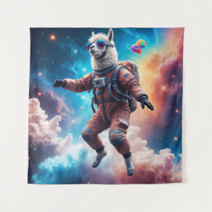 Skydiving Llama in Candy Nebula Tapestry