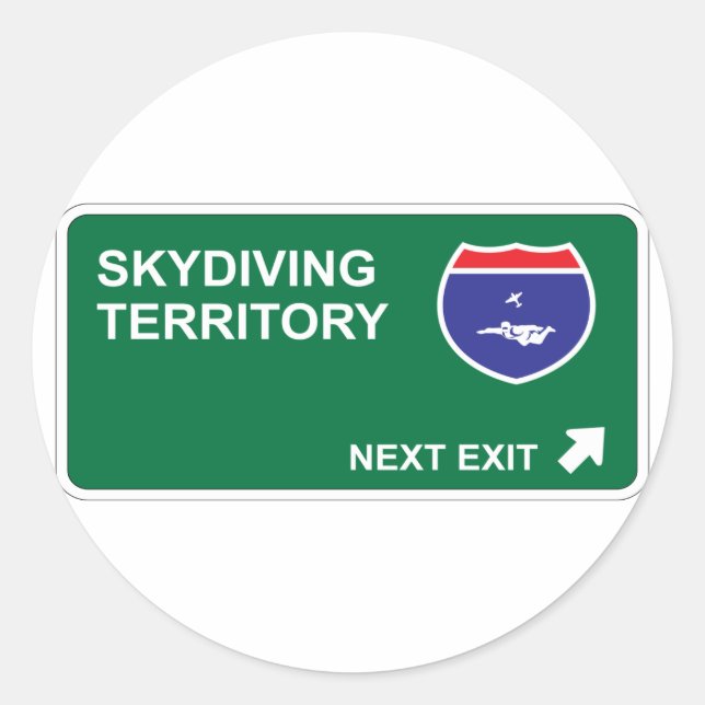 Skydiving Next Exit Classic Round Sticker (Front)