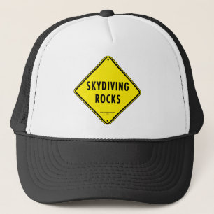 SKYDIVING ROCKS Road Sign Trucker Hat