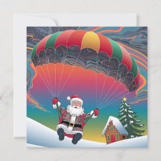 Skydiving santa merry christmas holiday card