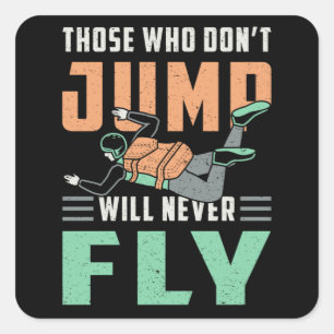 Skydiving Skydive Skydiver Jump Retro Funny Gift Square Sticker