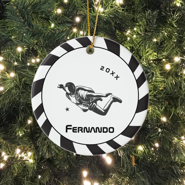 Skydiving Skydiver Parachutist Name & Year Dated  Ceramic Tree Decoration (Creator Uploaded)