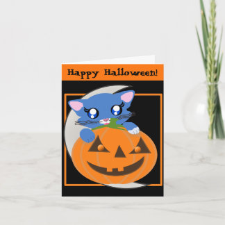 Skye Pumpkin Moon Toon Kitty Card