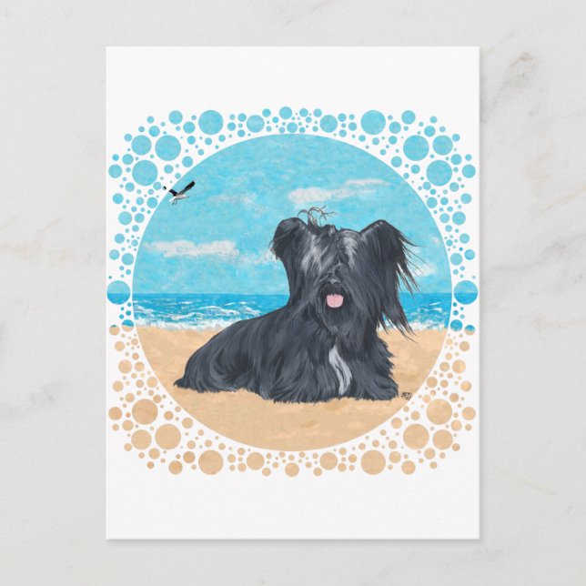 Skye Terrier at the Beach Postcard (Front)