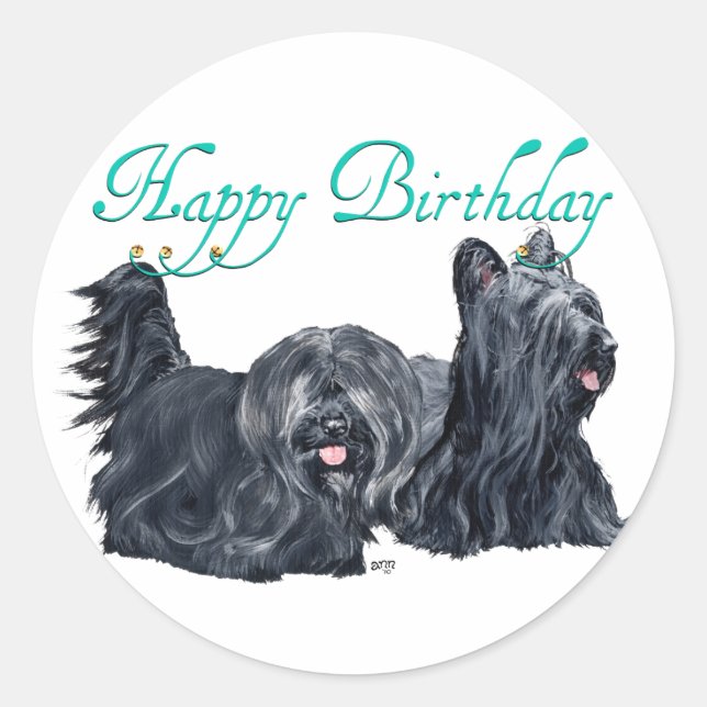 Skye Terrier Birthday Cards Classic Round Sticker (Front)