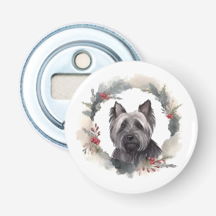 Skye Terrier Christmas Wreath Festive Pup Bottle Opener