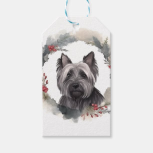 Skye Terrier Christmas Wreath Festive Pup Gift Tags