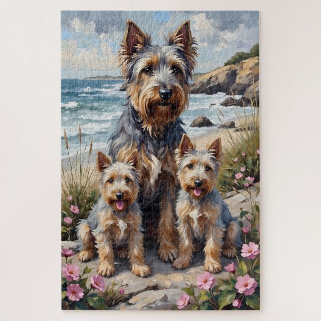 Skye Terrier Coastal Garden Art Jigsaw Puzzle (Vertical)