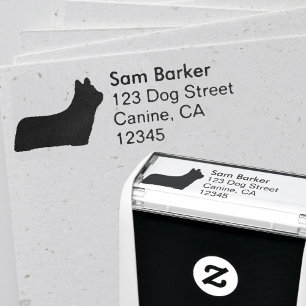 Skye Terrier Dog Breed Silhouette Return Address Self-inking Stamp
