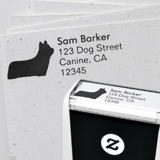 Skye Terrier Dog Breed Silhouette Return Address Self-inking Stamp