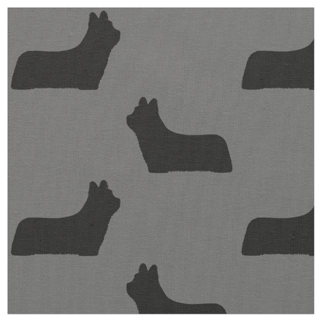 Skye Terrier Dog Breed Silhouettes Patterned Fabric (Close Up)