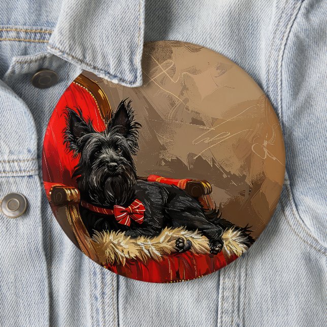 Skye Terrier Dog Christmas Festive  6 Cm Round Badge (In Situ)