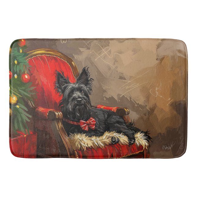 Skye Terrier Dog Christmas Festive  Bath Mat (Front)