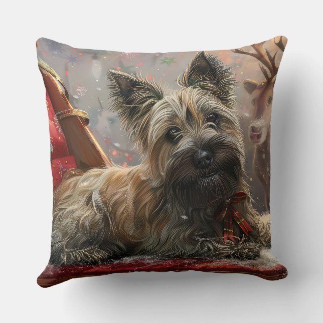 Skye Terrier Dog Christmas Festive Cushion (Back)