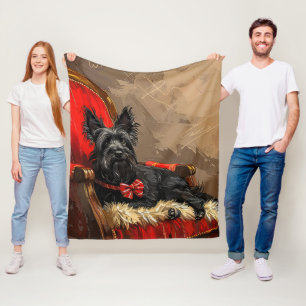 Skye Terrier Dog Christmas Festive Fleece Blanket
