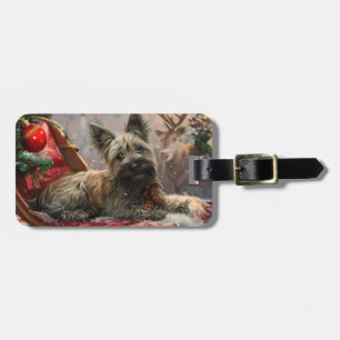 Skye Terrier Dog Christmas Festive Luggage Tag