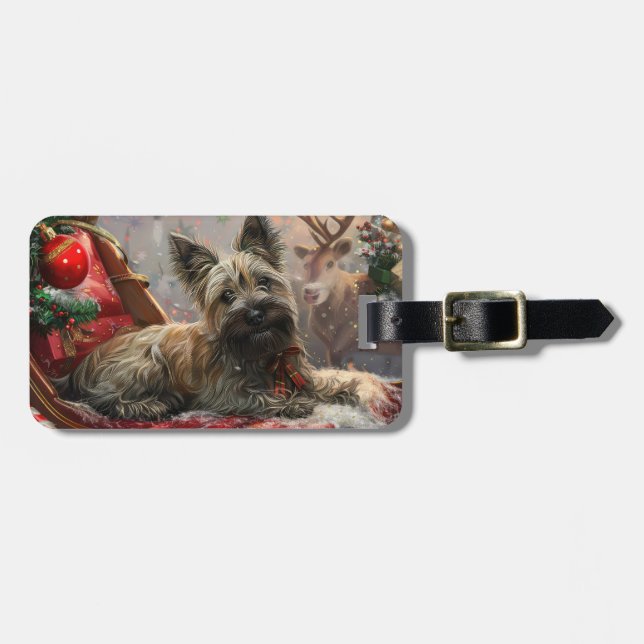 Skye Terrier Dog Christmas Festive Luggage Tag (Front Horizontal)