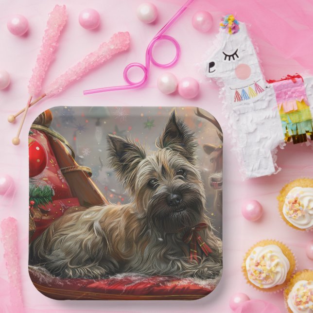 Skye Terrier Dog Christmas Festive Paper Plate (Party)
