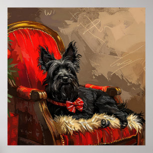 Skye Terrier Dog Christmas Festive  Poster