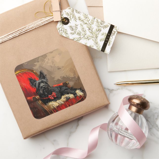 Skye Terrier Dog Christmas Festive  Square Sticker (Gifting)