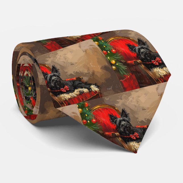 Skye Terrier Dog Christmas Festive  Tie (Rolled)