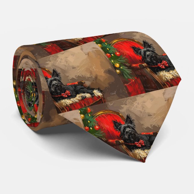 Skye Terrier Dog Christmas Festive  Tie (Rolled)