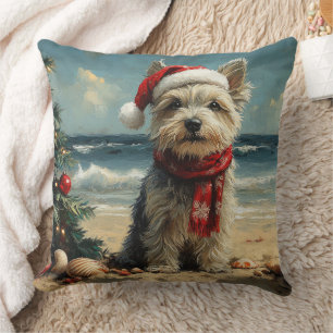 Skye Terrier Dog Christmas Vintage Beach Cushion