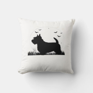 Skye Terrier Dog � Halloween Moon Silhouette Class Cushion
