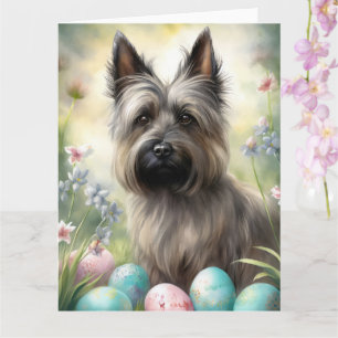 Skye Terrier Dog with Easter Eggs Holiday  Card