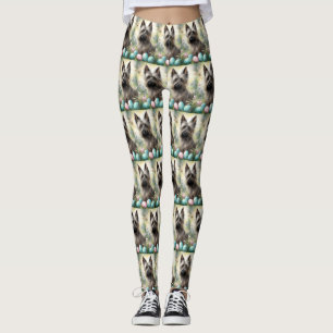 Skye Terrier Dog with Easter Eggs Holiday  Leggings